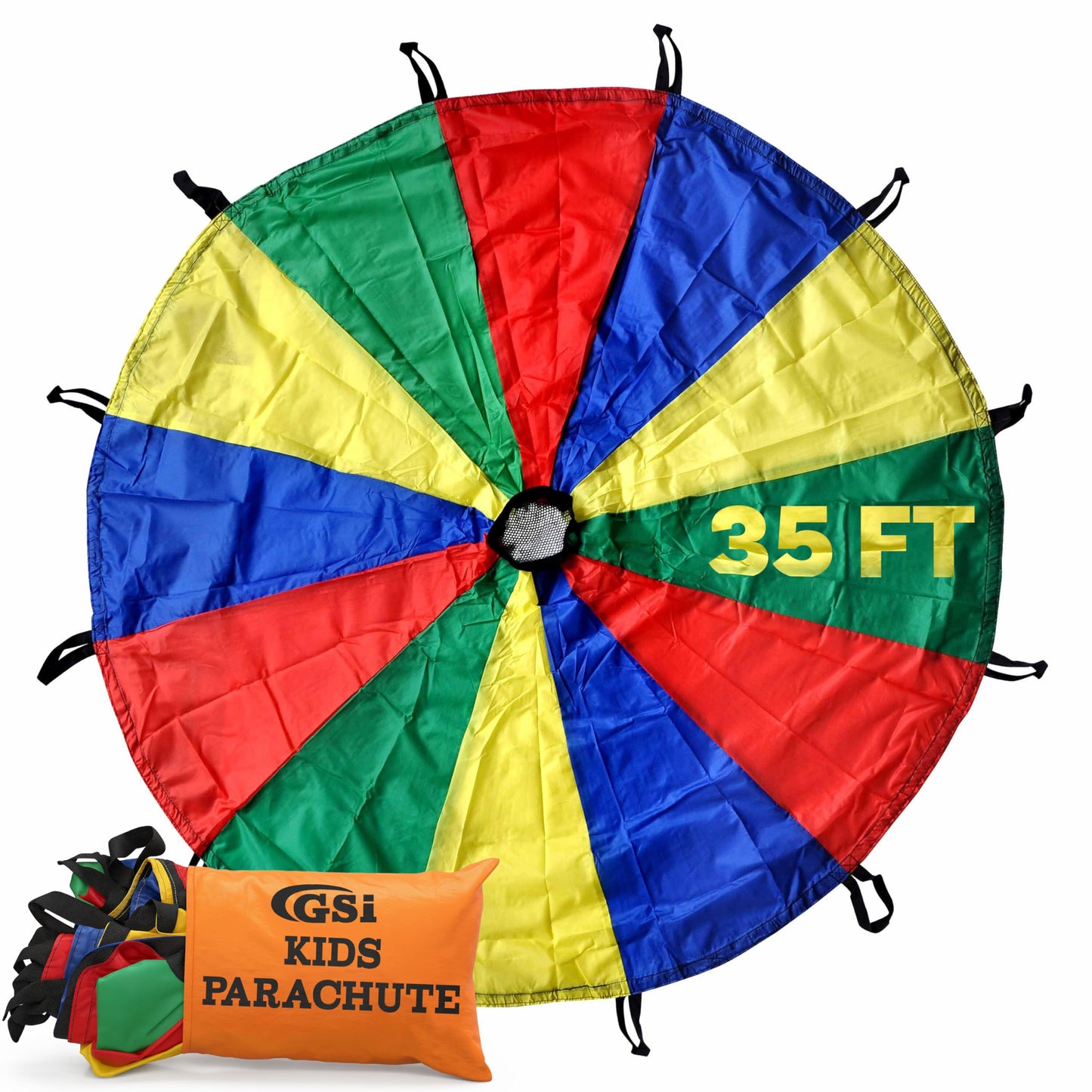 GSi Kids Play Parachute Rainbow Parachute Toy Tent Game for Kids Gymnastics Cooperative Play and Outdoor Playground Activities (6 Feet)