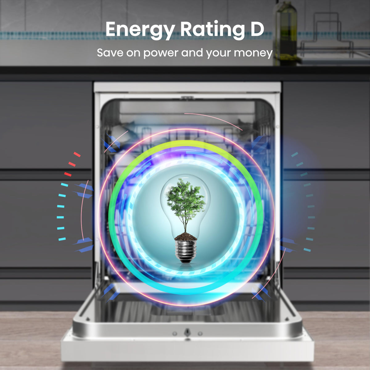 Hisense HS523E15WUK Slimline 10 Places Free Standing Dishwasher White with 30 Minutes Quick Wash [Energy Class E]