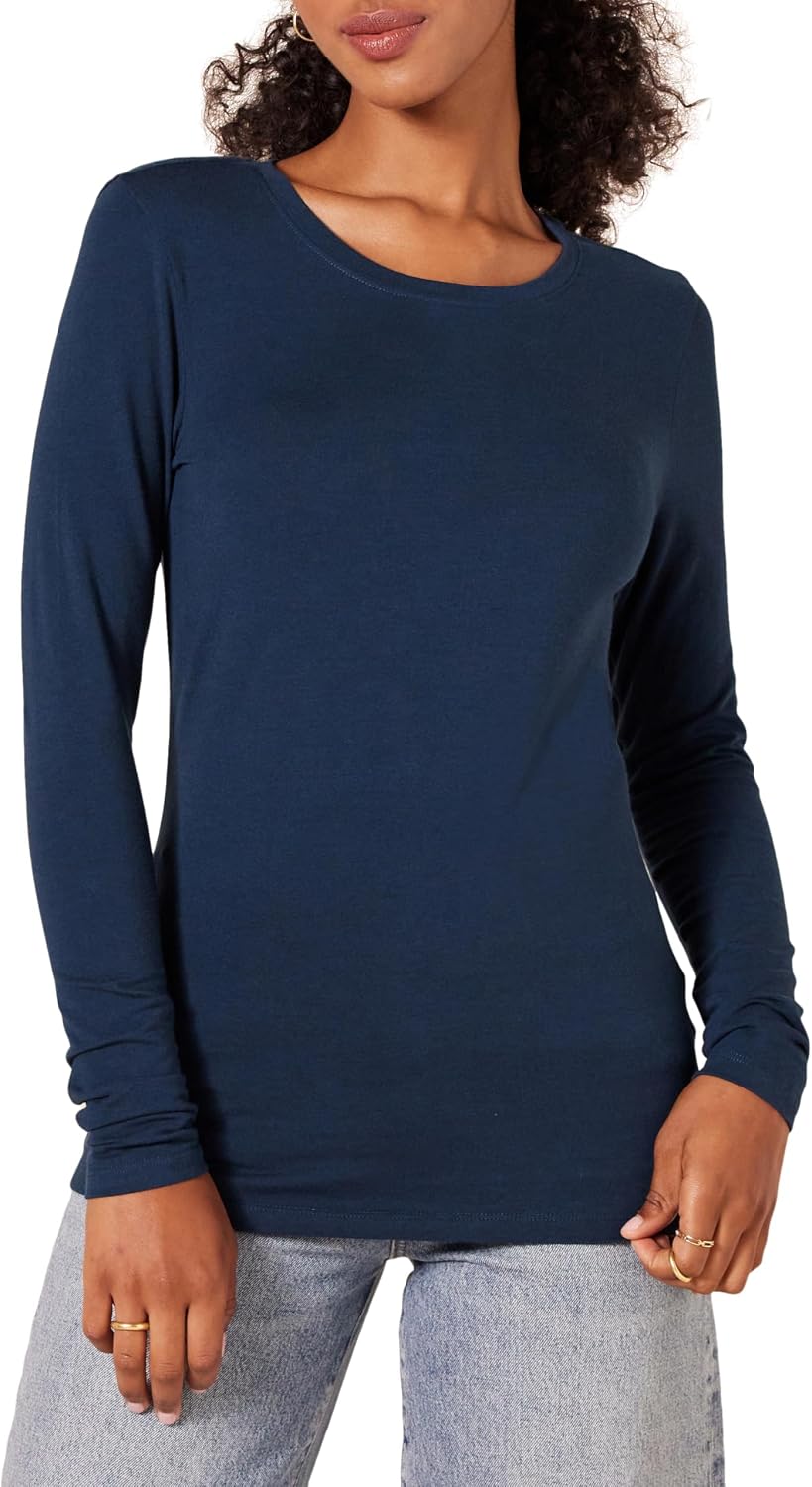 Amazon Essentials Women's Regular-Fit Long-Sleeve Crewneck T-Shirt (Available in Plus Size)