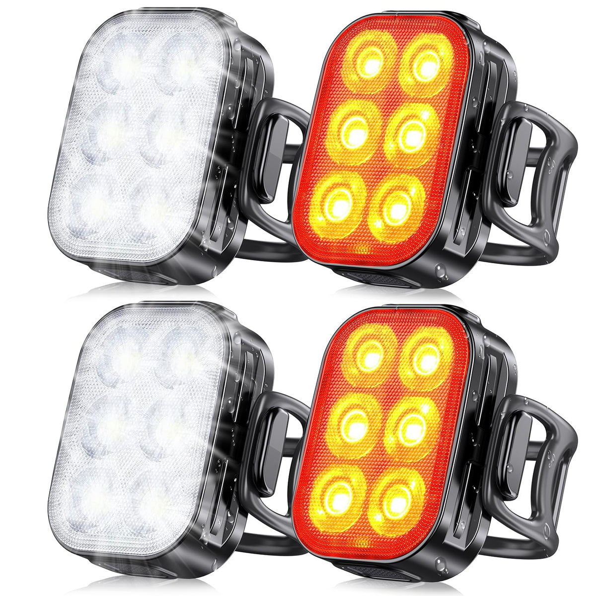 Glangeh Bike Lights Ultra Slim, Rechargeable Bicycle Lights Front and Rear