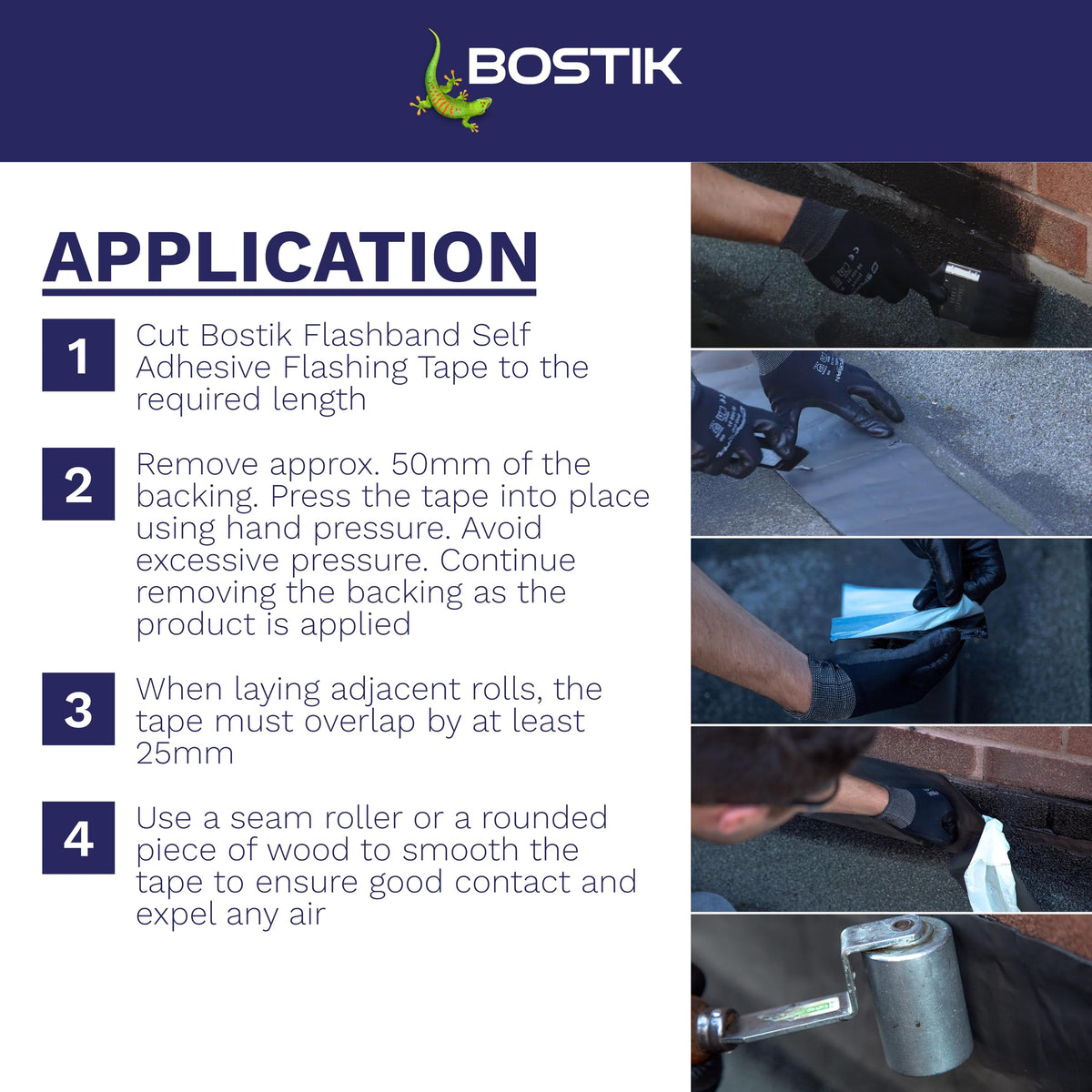 Bostik Flashband Self Adhesive Flashing Tape for Roofs Grey - 75mm x 10m