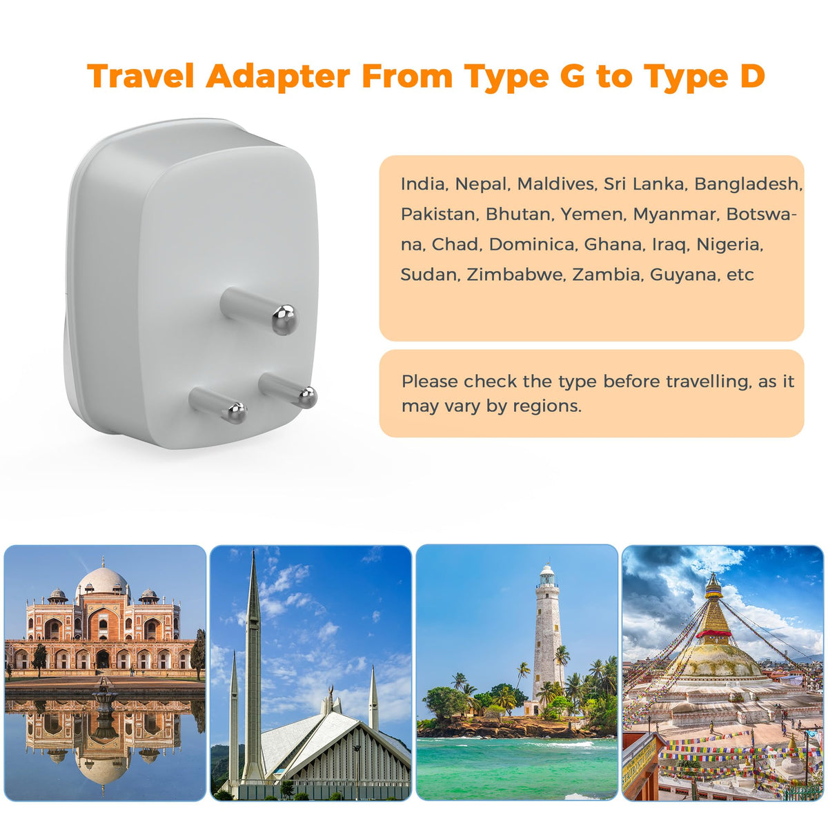 TESSAN UK to Australia Plug Adapter, Type I AU NZ Travel Adapter with USB C