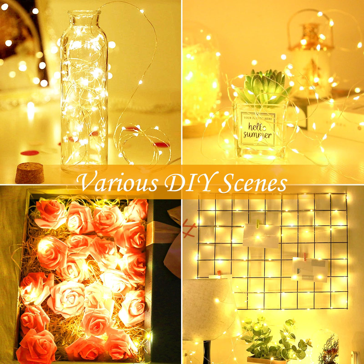 Dalugo Orange Fairy Lights, 3M/10ft Amber Fairy Lights, 30 LED Halloween Battery Lights for Autumn Halloween Christmas Decorations, Fireplace, Home Decor