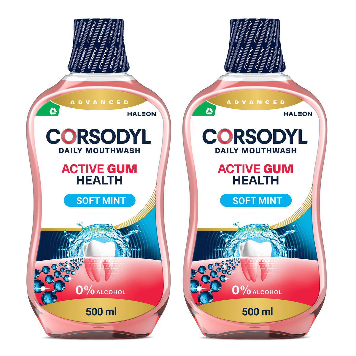 Corsodyl Daily Active Gum Health Fluoride Mouthwash Soft Mint 500 ml