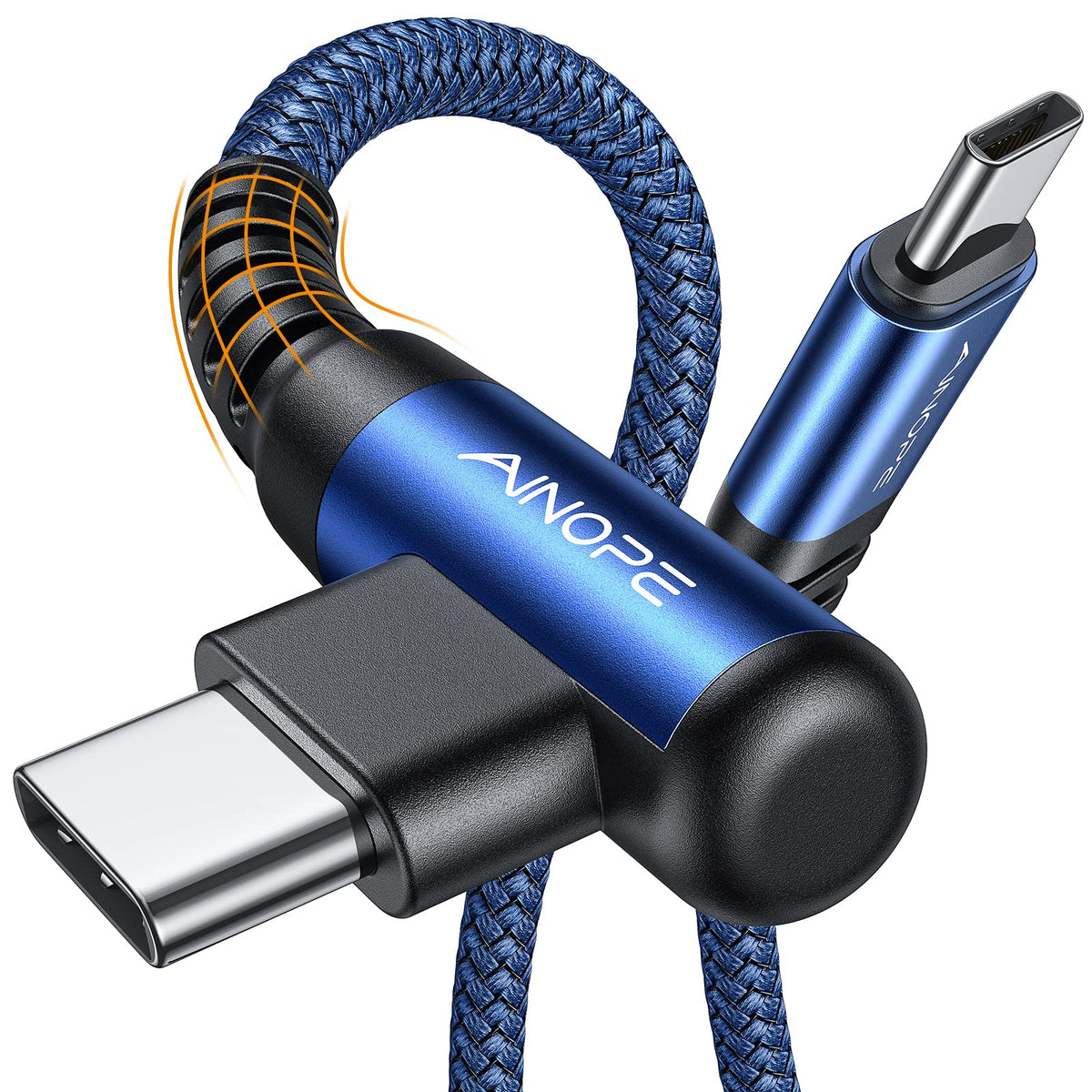 AINOPE USB C to USB C Cable 60W 3.1A, Type C to Type C Cable Right Angle, Compatible with Samsung Galaxy S21 S20, Note 20/10/9/8, MacBook Air/Pro 13'', iPad Mini 6/Pro/Air 2020,Pixel [0.5M]