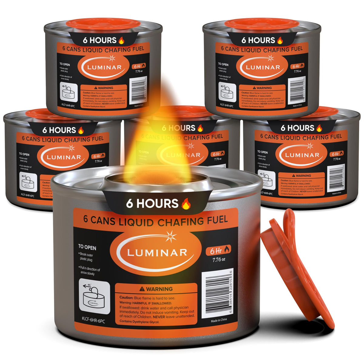 Luminar Resealable-Wick Chafing Fuel Cans, 24 Pack, 6 Hour - Premium Quality Burners for Food Warmers - No More Spills, Waste, or Hassle - Perfect for Convenient, and Long-Lasting Event Catering