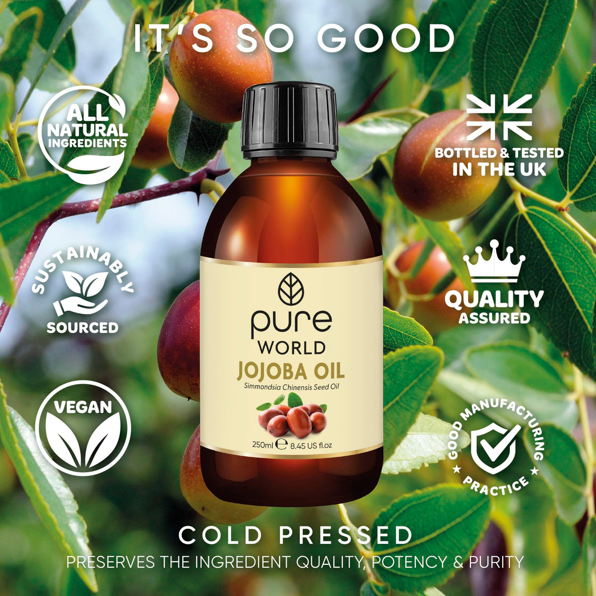 Pure World Natural Castor Oil 250ML Cold & Freshly Pressed 100% Pure and Undiluted Hexane Free Nourish Your Skin and Hair Eyebrows, Nails, Beard, Hair, Eyelash Growth Food Grade
