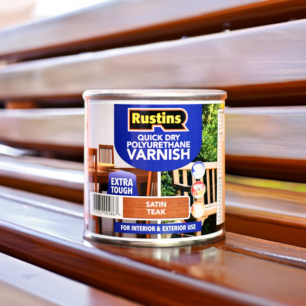 RustinsQuick Dry Poly Varnish Satin Clear 500ml -Tough, Water-Based Clear Finish in Gloss, Matt or Satin; Durable Protection for Interior Wood, Furniture and Floors