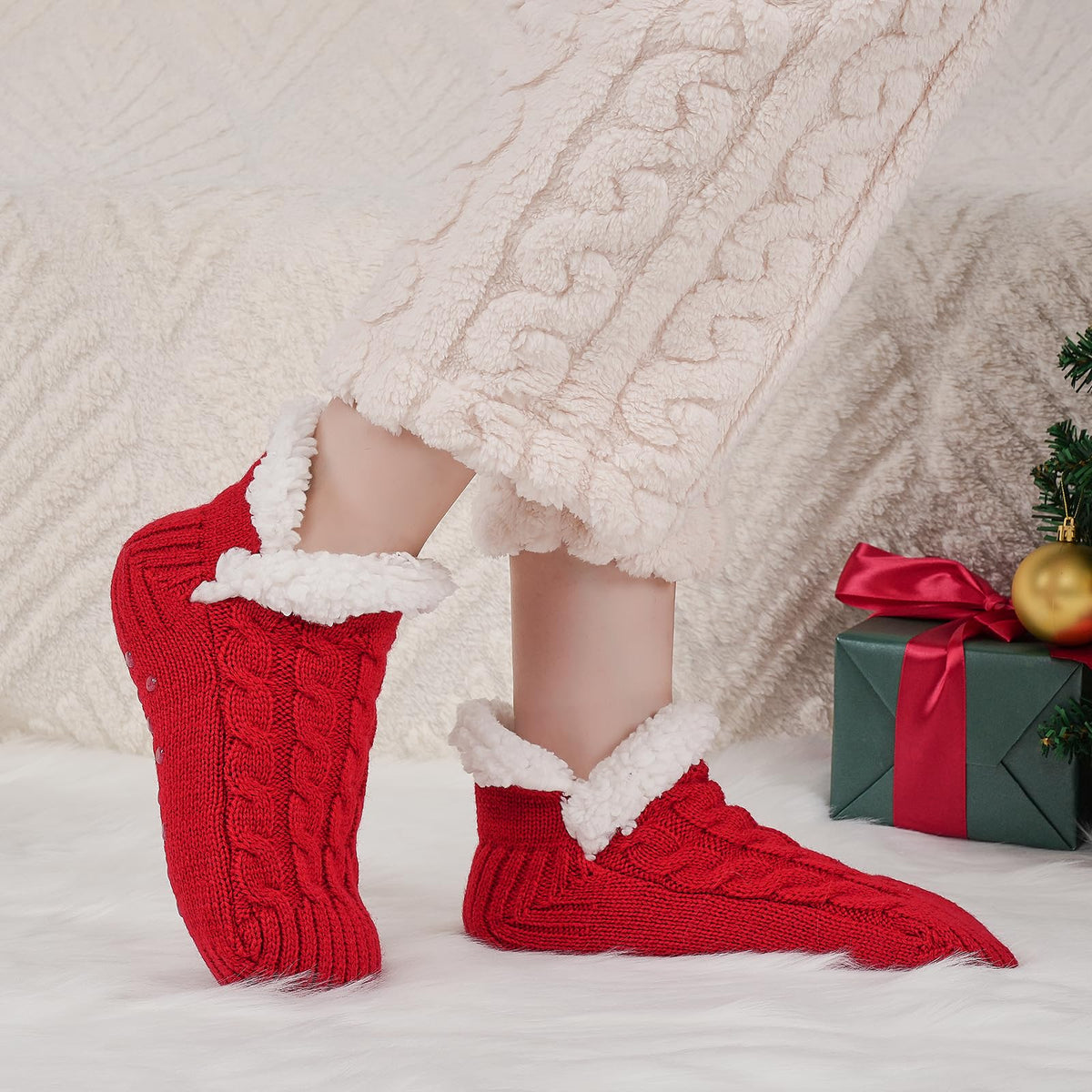 Niorasen Fluffy Slipper Socks Women Men, Winter Gift for Her, UK 4-9