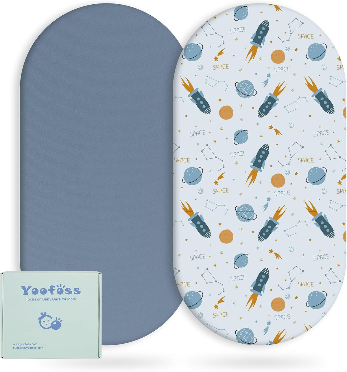 Yoofoss Moses Basket Sheets 41 x 84 cm, Fitted Soft & Breathable Microfiber Pram Sheet for Newborn Baby Boy and Girl, Crib Bassinet Mattress Protector Snuzpod Bedside 2 Pack
