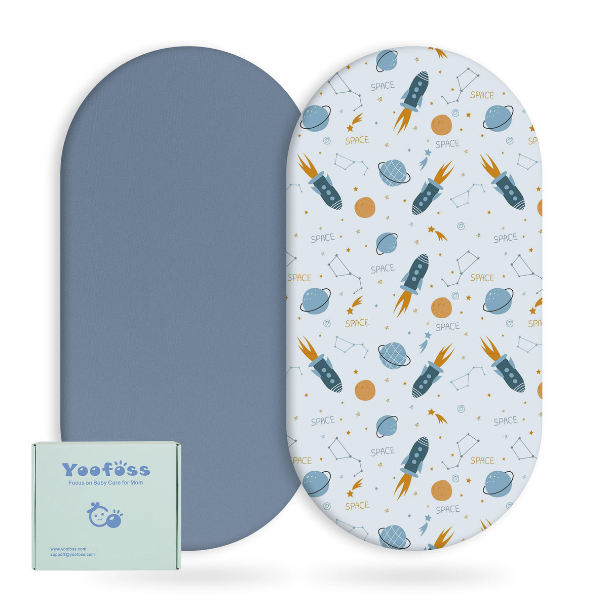 Yoofoss Moses Basket Sheets 41 x 84 cm, Fitted Soft & Breathable Microfiber Pram Sheet for Newborn Baby Boy and Girl, Crib Bassinet Mattress Protector Snuzpod Bedside 2 Pack