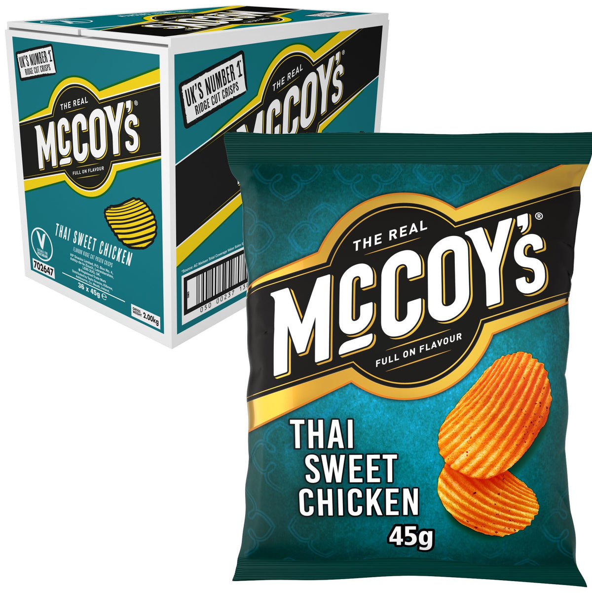 McCoy's Sizzling King Prawn Multipack Crisps 6 Pack (Multipack BOX of 20) - Fully loaded with flavour, iconic ridged crisp, unmistakable crunch