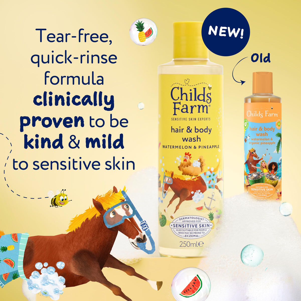 Childs Farm Kids Hair & Body Wash, Sweet Orange | Tear-free, Gently Cleanses | Suitable for Dry, Sensitive Skin, 250ml