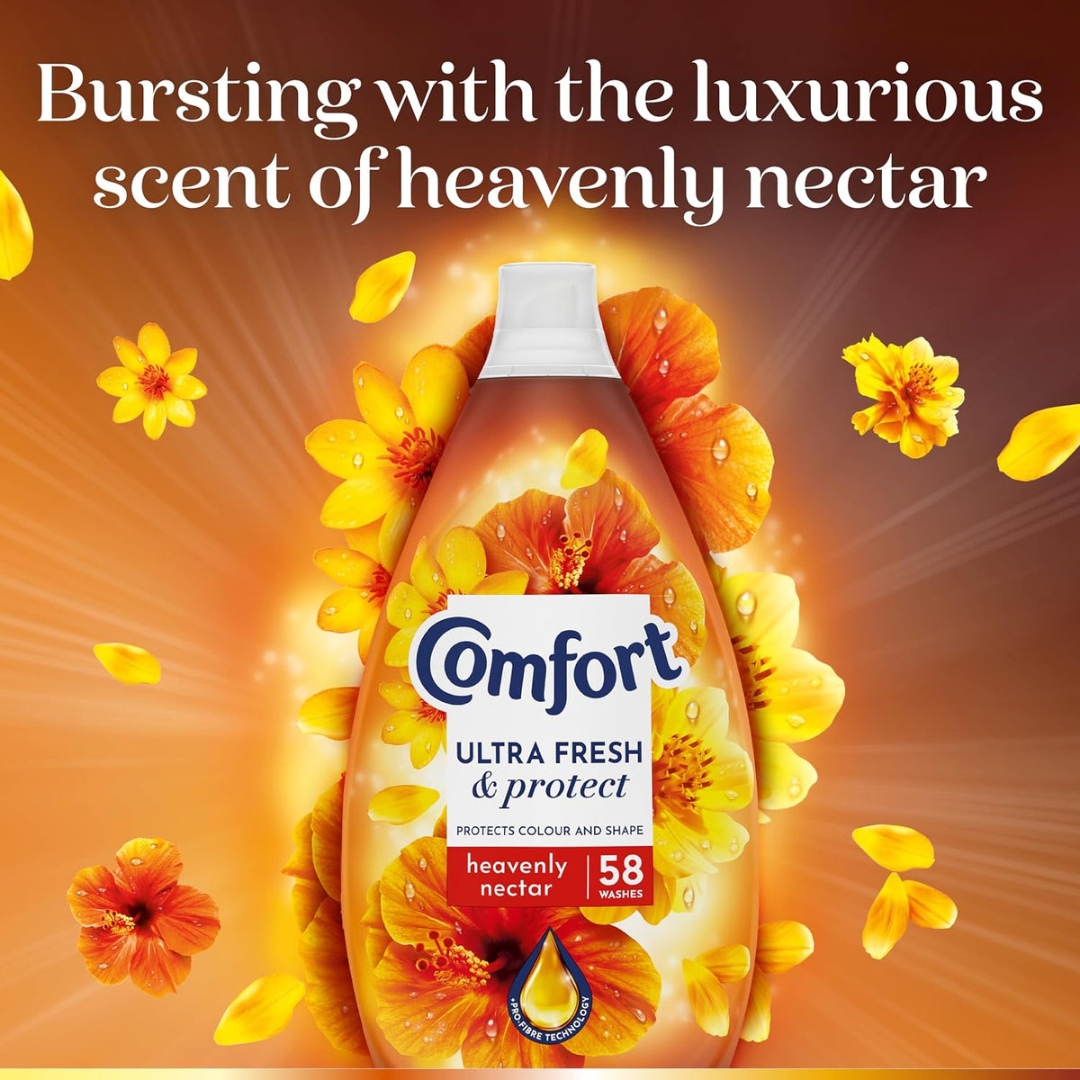 Comfort Ultra Fresh & Protect Heavenly Nectar Fabric Conditioner softener with Pro-Fibre Technology Protects Colour and Shape 58 washes (870 ml) (Pack of 2)