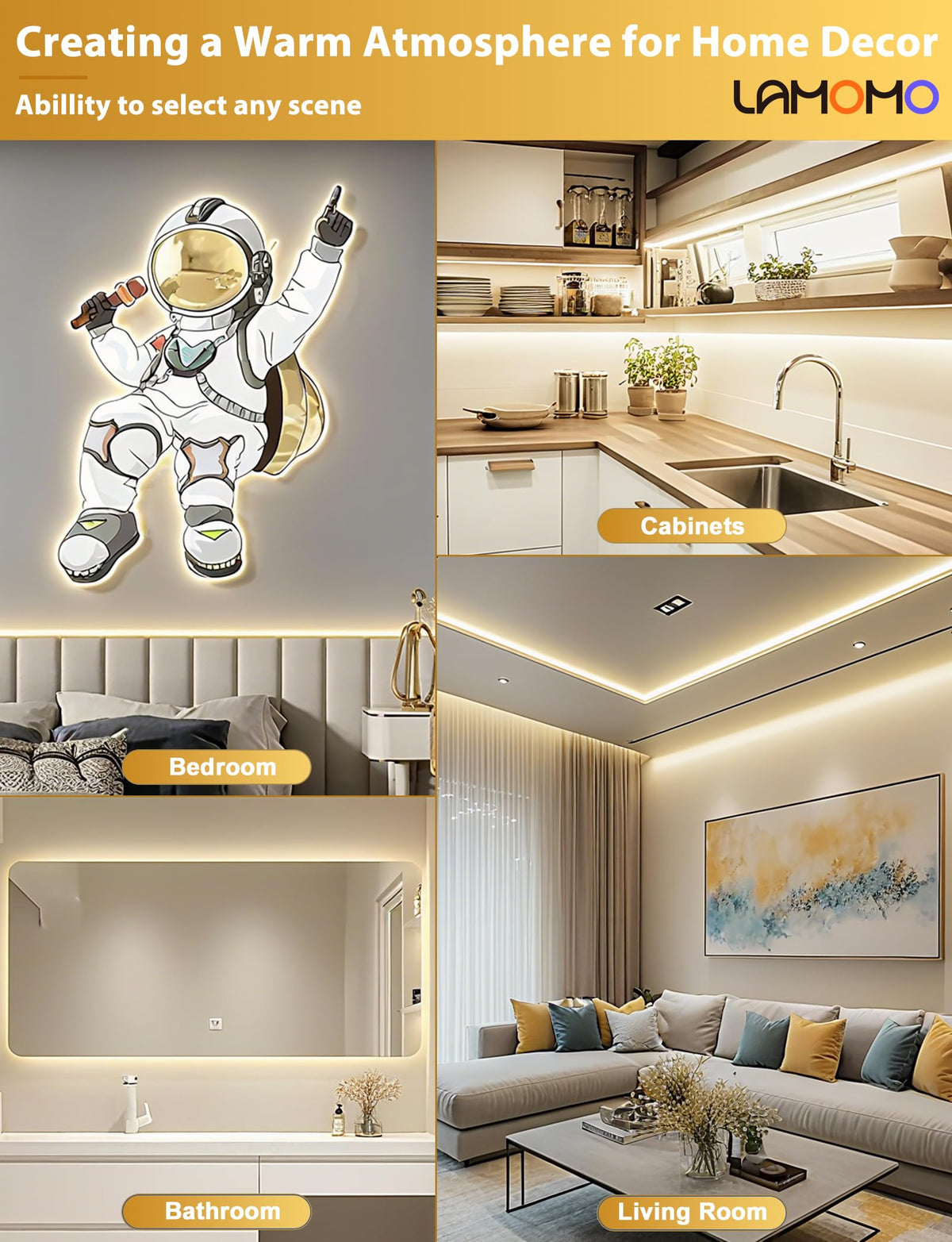 Lamomo COB LED Strip Light 5M, White Dimmable Neon Rope with Remote
