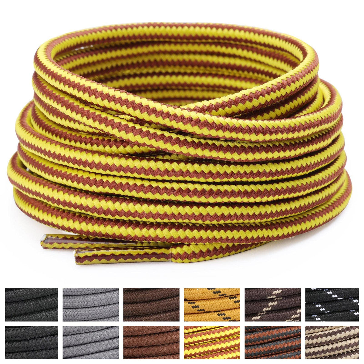 Stepace 2 Pairs Round Heavy Duty Boot Laces for Hiking and Work Boots