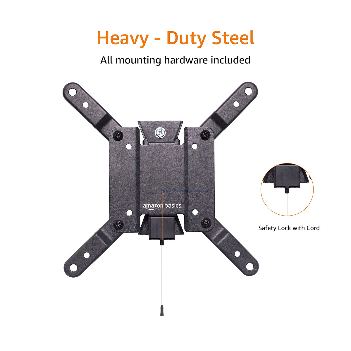 Amazon Basics TV Wall Mount, Full Motion Swivelling Tilting TV Bracket for 12-40 Inch Flat and Curved TV or Monitor up to 36 kg, Max VESA 200x200 mm, Black