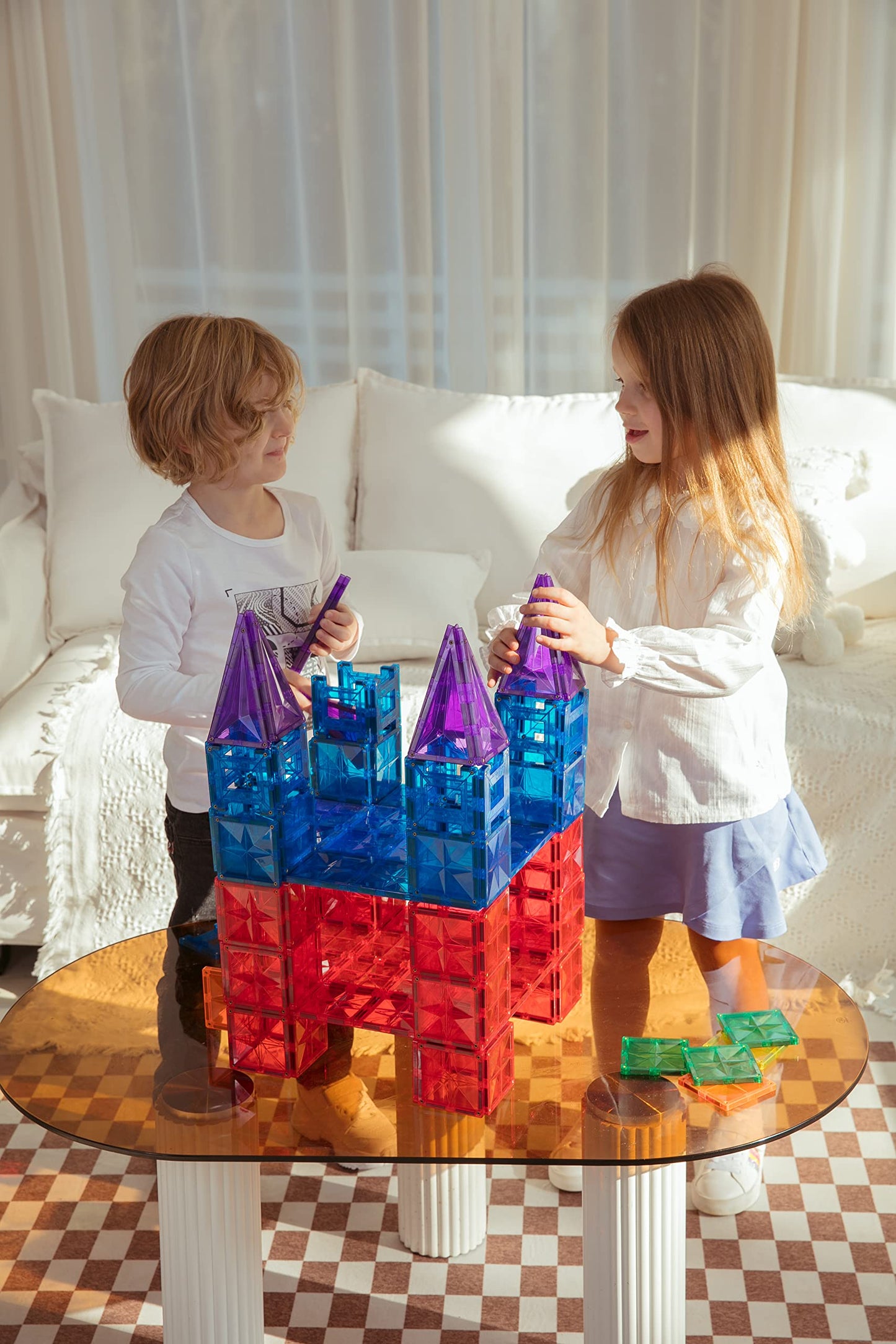 MEGAGONTILES 110PCS Premium Magnetic Tiles Set | STEM-Authenticated Magnetic Building Blocks | Educational Construction Toy for Kids Ages 3–8 (Boys & Girls)