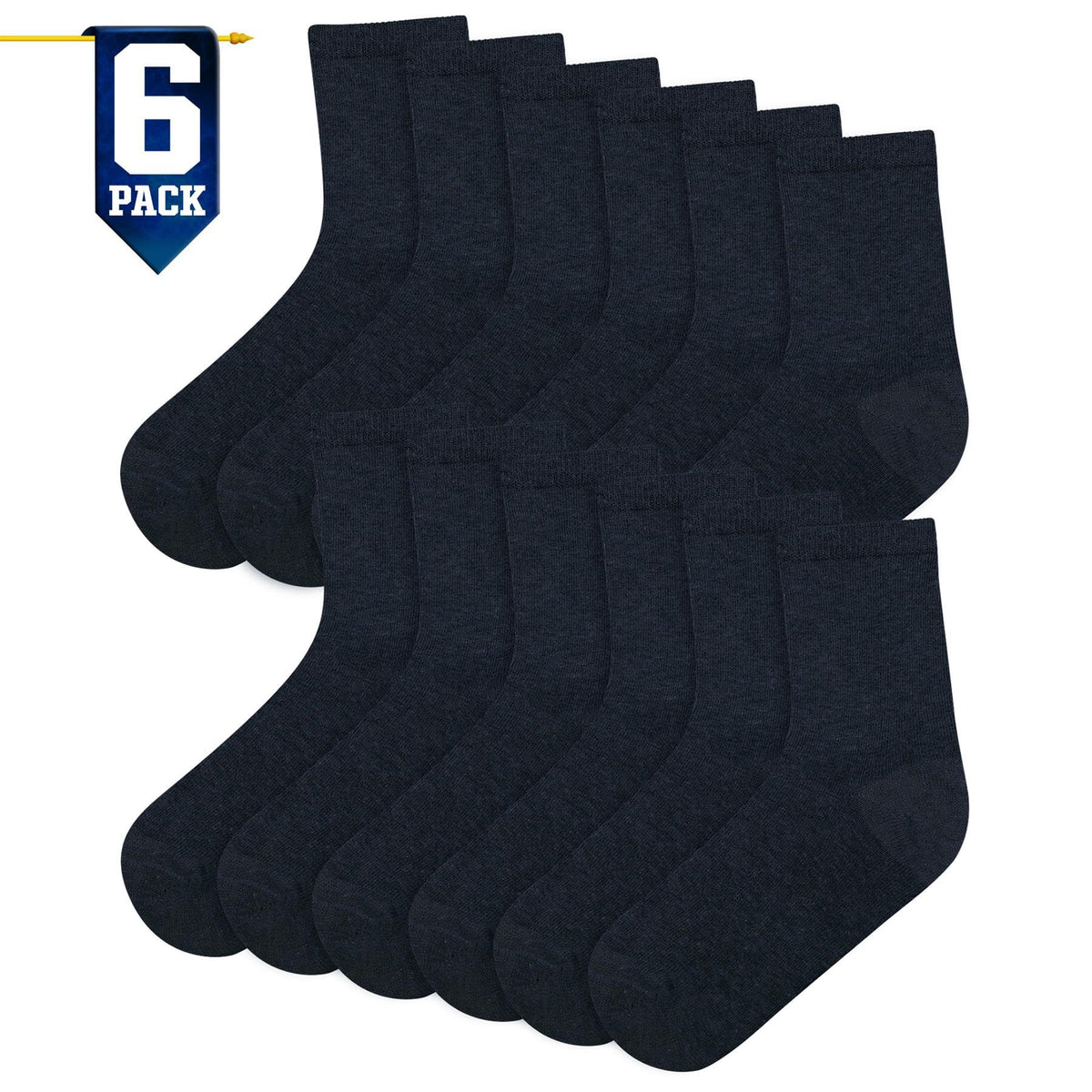 A2Z 4 Kids Boys Girls Cotton Rich Plain Ankle School Socks 6 Pack Age 2-14