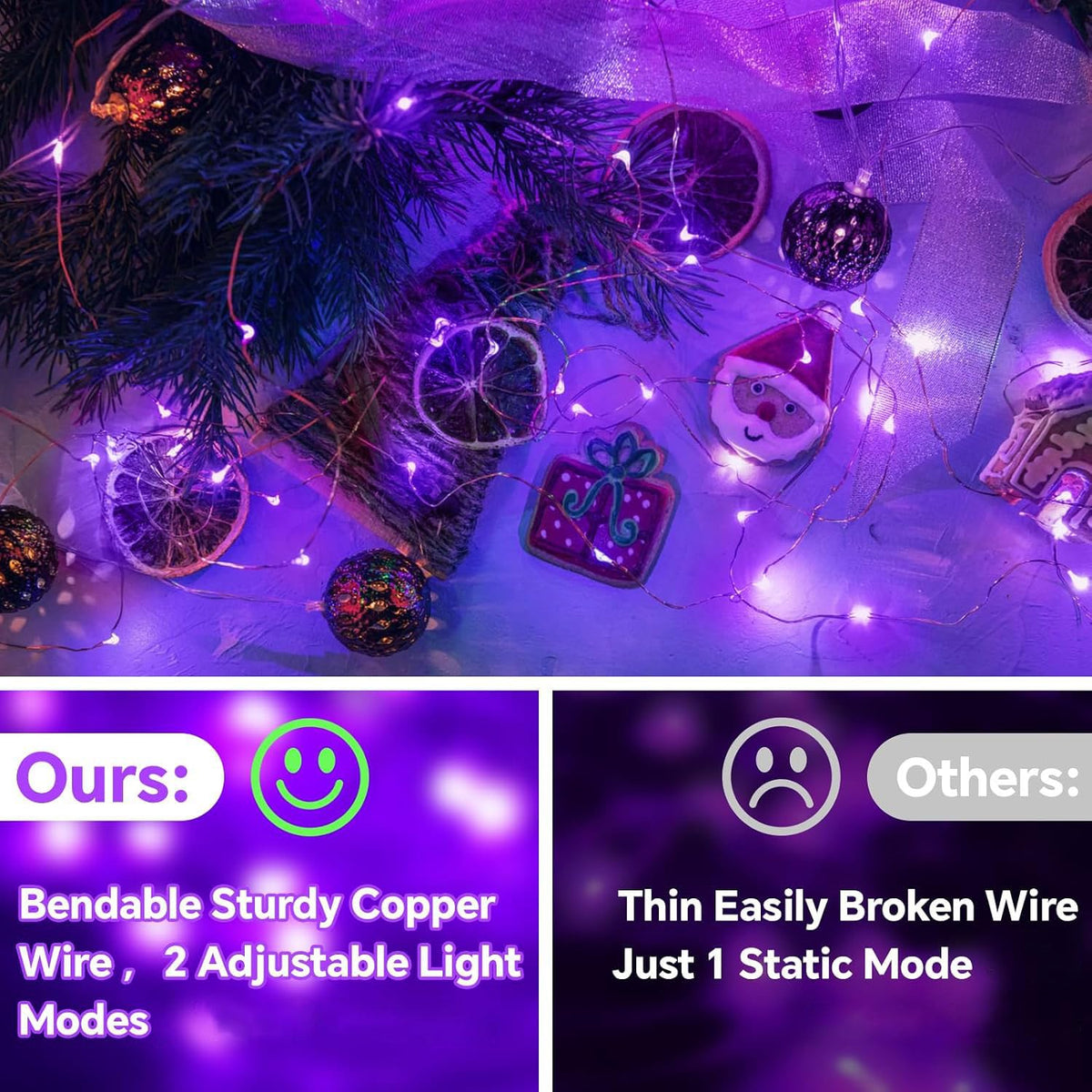 60LED 6m Fairy Lights Battery Operated, Battery Powered String Light Indoor