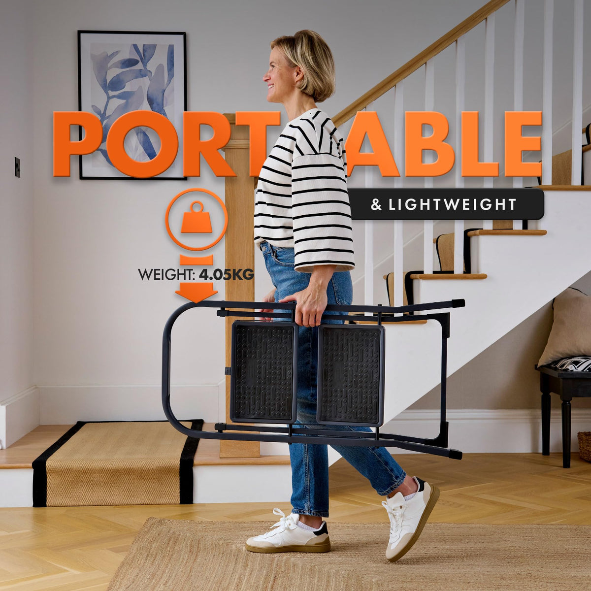 VonHaus 3 Step Ladder – Premium Quality Folding Step Ladder for DIY and Gardening - Anti Slip Feet, Easy to Store Ladder, 150KG Max Capacity - Durable Steel