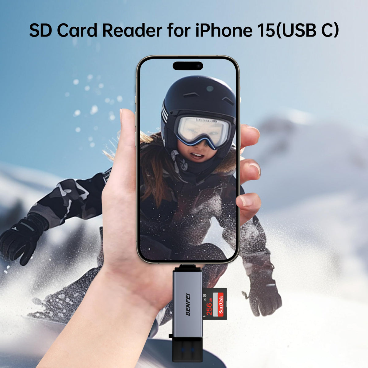 Memory Card Reader, BENFEI 4in1 USB 3.0 and USB-C to SD Micro SD MS CF Card Reader Adapter, 4 Cards Simultaneously Read and Write, Compatible with iPhone 15 series, MacBook Pro/Air 2023, and More