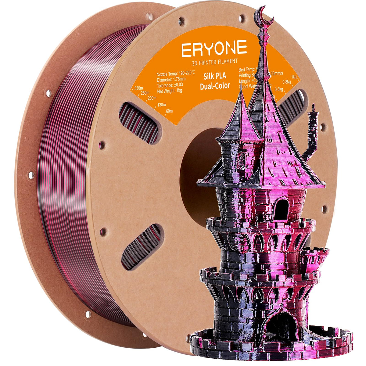 ERYONE Silk PLA Filament 1.75mm,3D Printer Filament PLA,Shiny Glossy PLA Filament,+/-0.03mm,1kg(2.2lbs)/Spool,Silk Liquid Gold