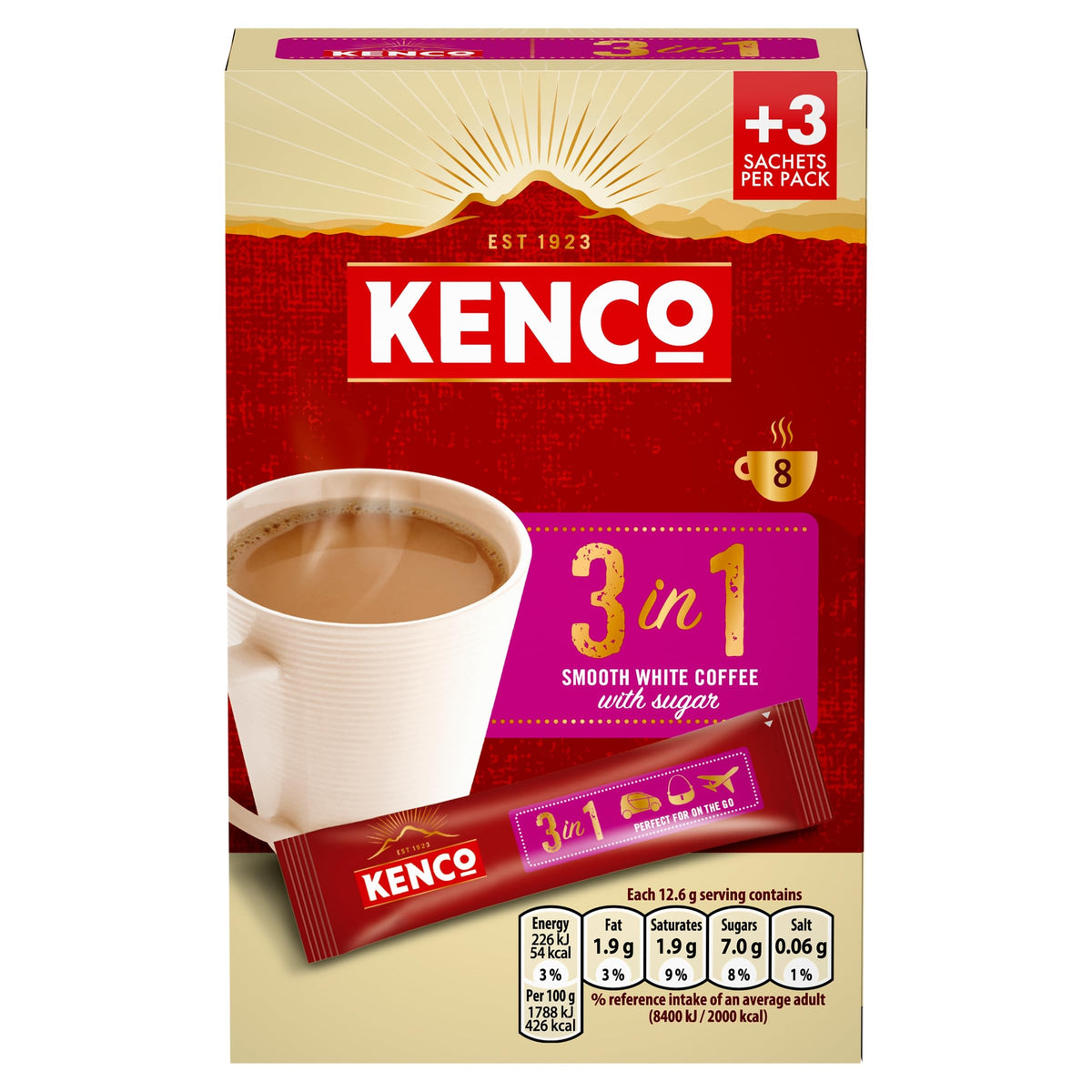 Kenco Iced Hot Salted Caramel Latte Sachets x8 (Pack of 5, Total 40 Sachets)