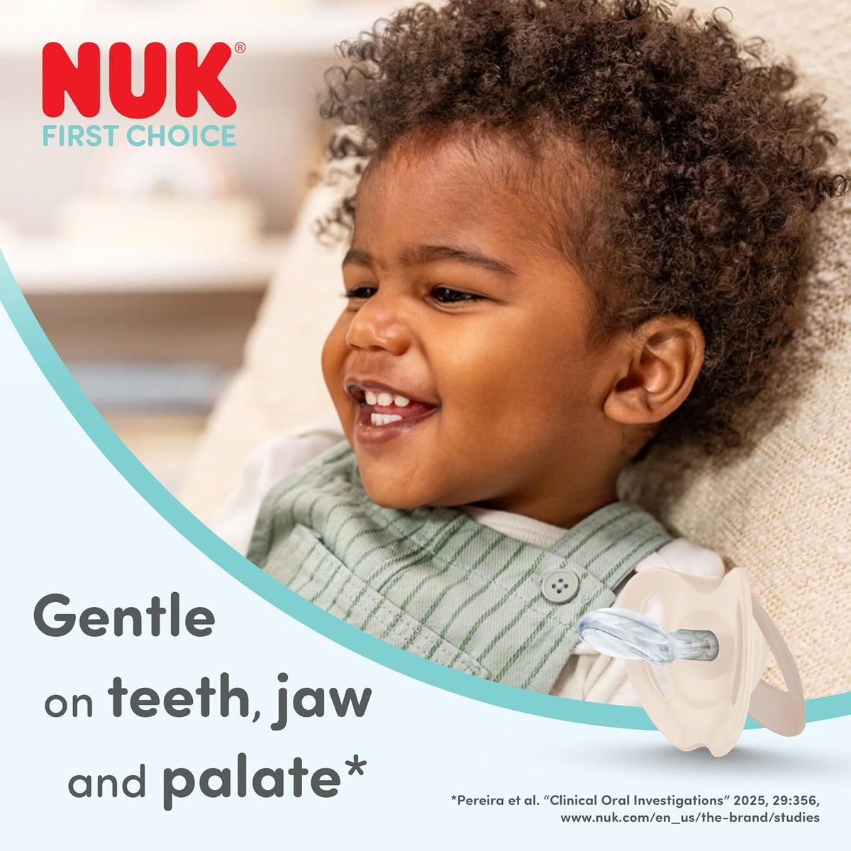NUK First Choice Baby Dummies | 18-36 Months | Orthodontic Soothers | Soothes 99% of Babies** | Red | 4 Count