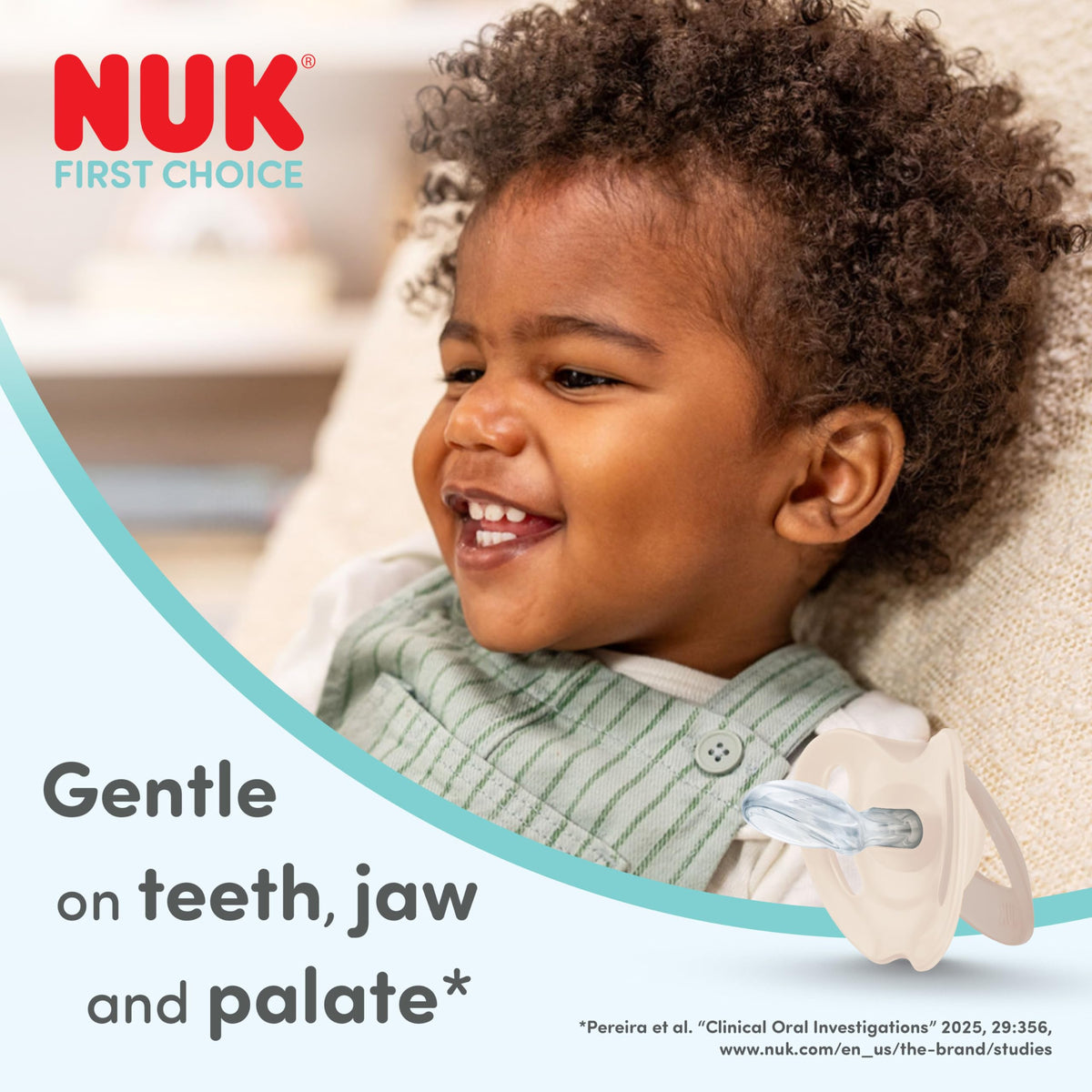 NUK First Choice Baby Dummies | 18-36 Months | Orthodontic Soothers | Soothes 99% of Babies** | Red | 4 Count