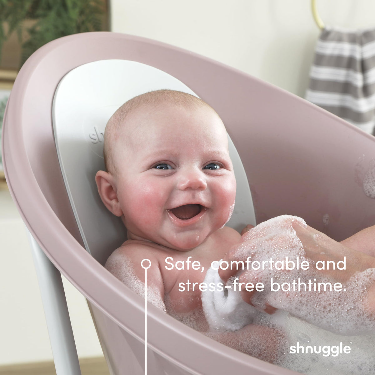 Shnuggle ECO Newborn Baby Bath Seat, Baby Bath Tub Made with 98% Recycled Material & Bum Bump Support, Compact Infant Bath, Sustainable Newborn Essentials & Baby Shower Gift