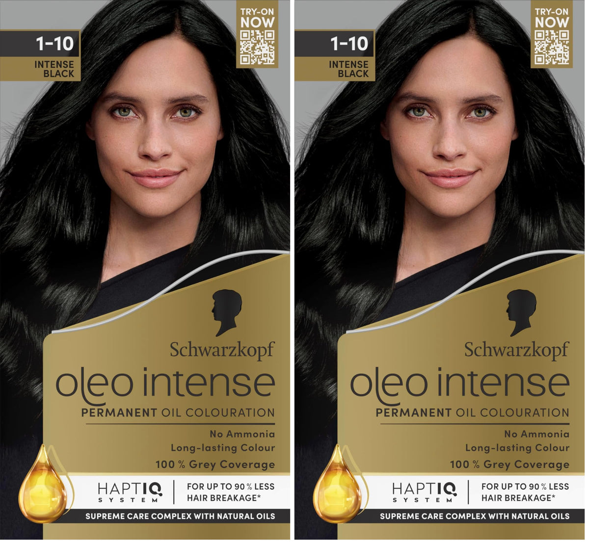 Schwarzkopf Oleo Intense Permanent Hair Colour 4-60 Gold Brown | Ammonia Free Oil Hair Dye | 100% Grey Coverage | Long-Lasting Rich Colour | With HaptIQ System & Caring Oil Mask (Pack of 2)