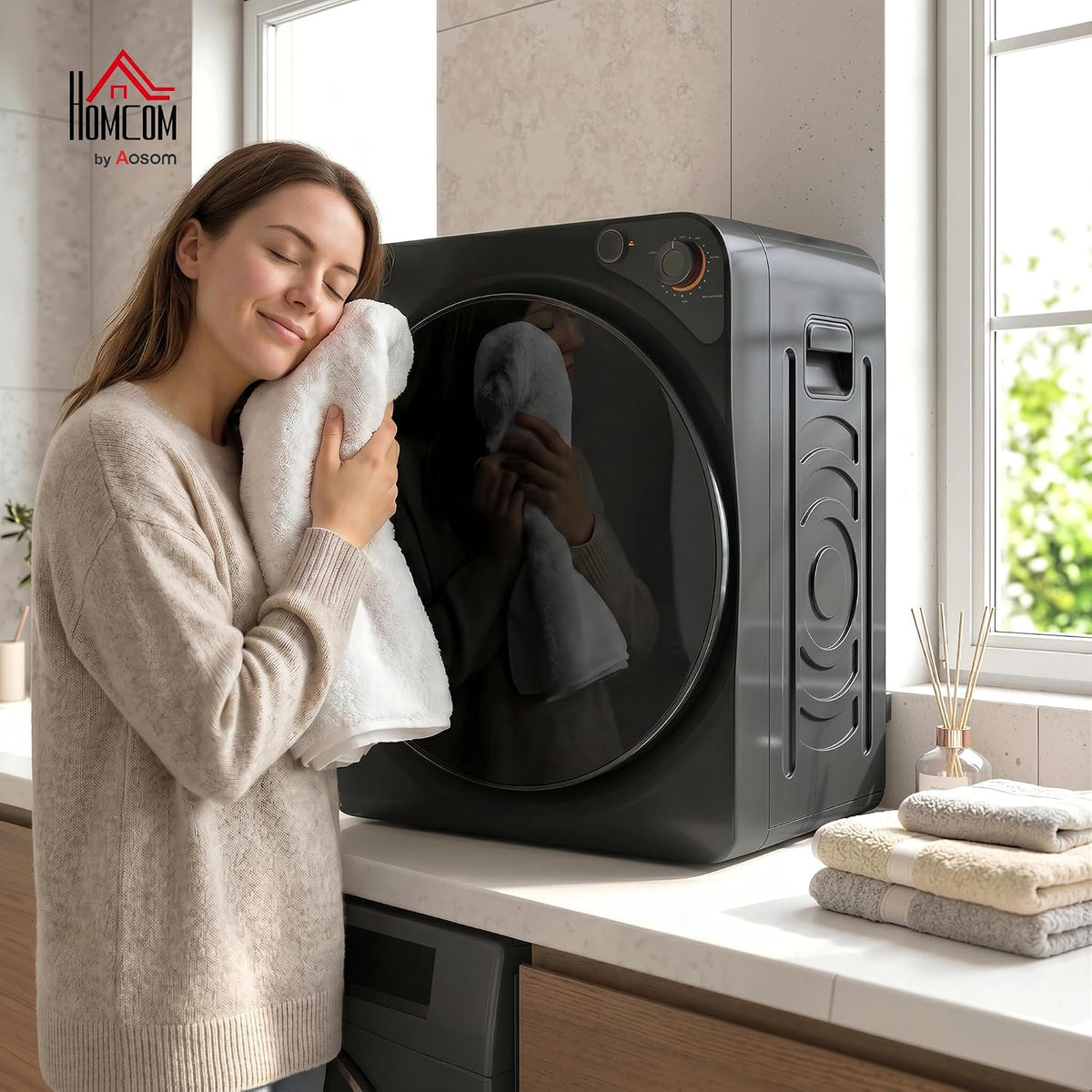 HOMCOM Vented Tumble Dryer, 5kg Wet Laundry/3kg Dry Capacity, 1000W, Black