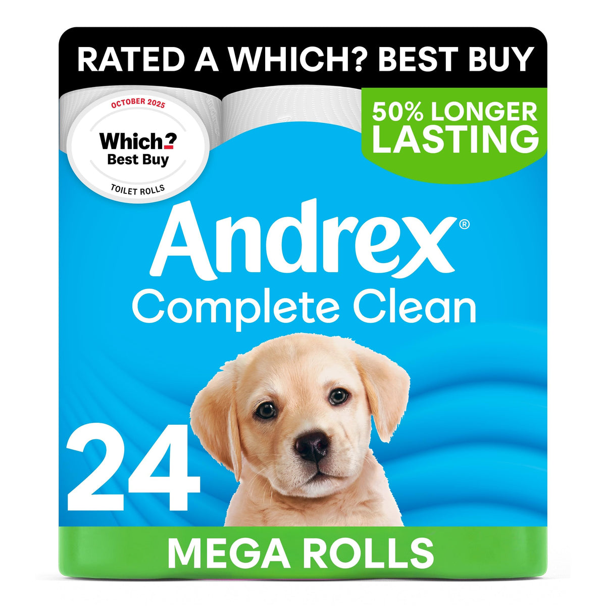 Andrex Complete Clean Toilet Roll - 12 Mega Toilet Rolls