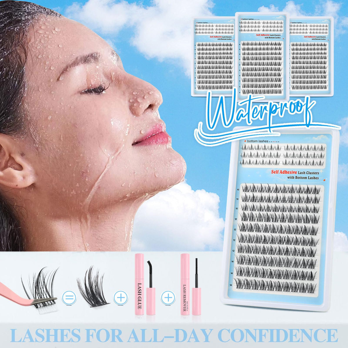 Sixstarhair Individual Eyelashes Kit Lash Clusters with Glue and Remover