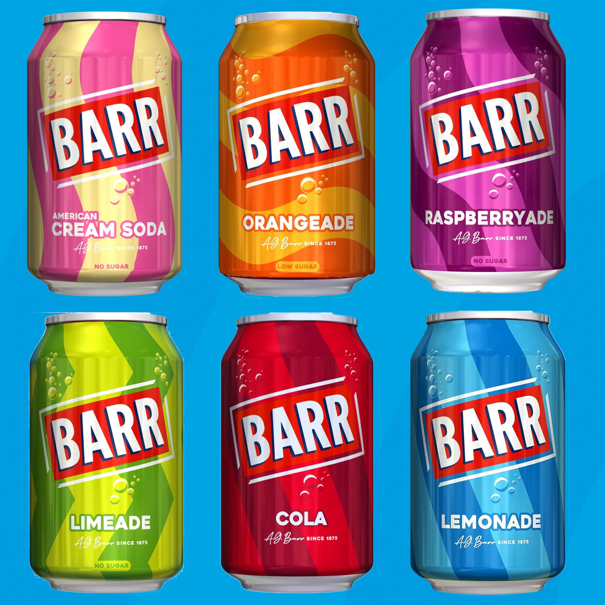 Barr Cream Soda Zero Sugar Sparkling Soft Drink, 24 Pack, 330ml Cans