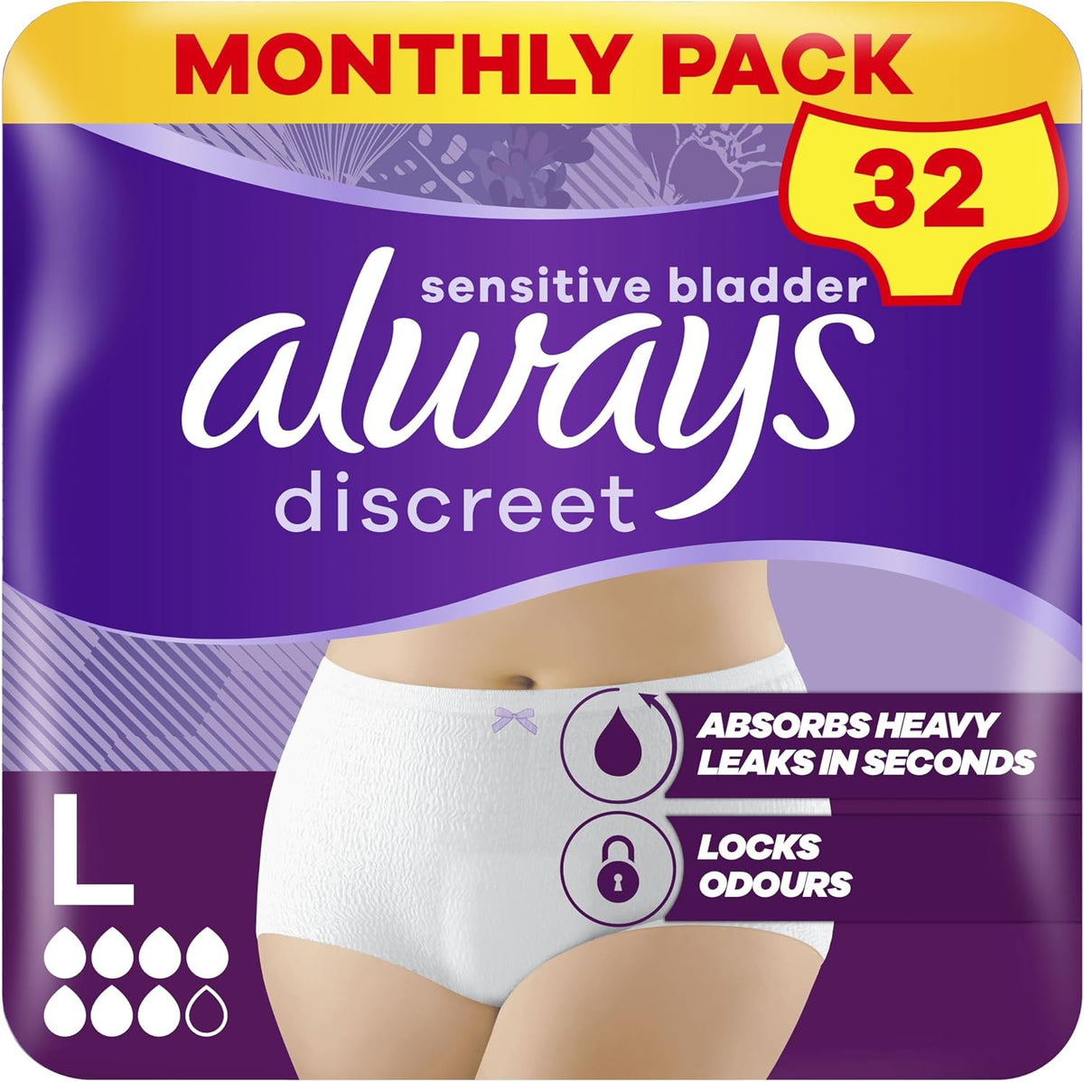 Always Discreet Pants Plus Large 32 Pants (8ct X 4)