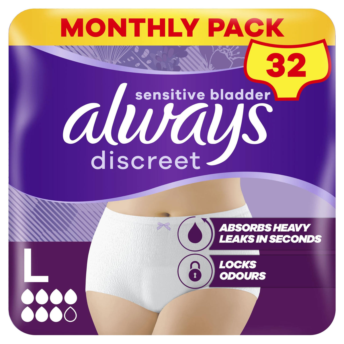Always Discreet Pants Plus Large 32 Pants (8ct X 4)