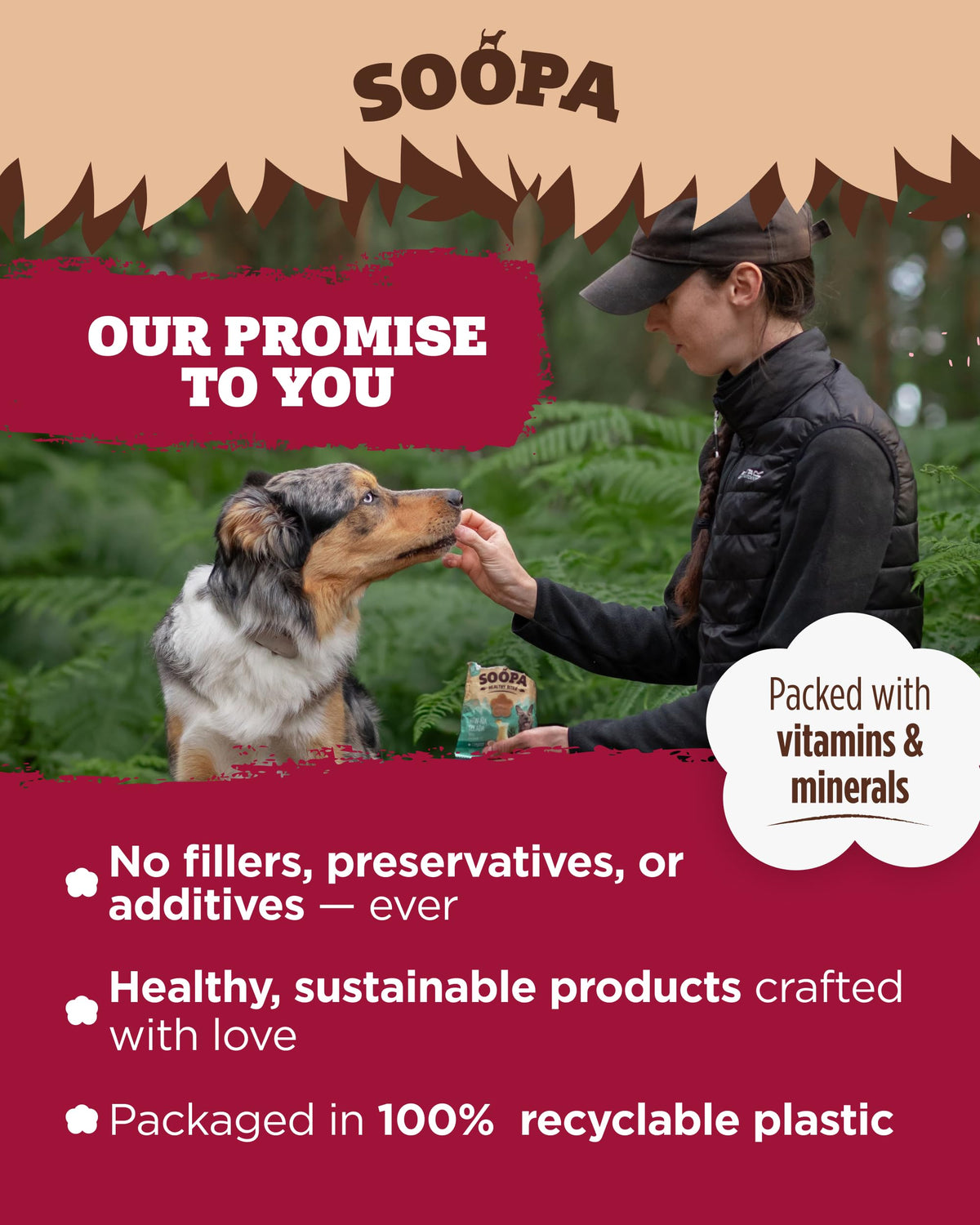 Soopa Strawberry Dog-Quiri Healthy Bites, Dog Training Treats, 50 g, 1-Pack