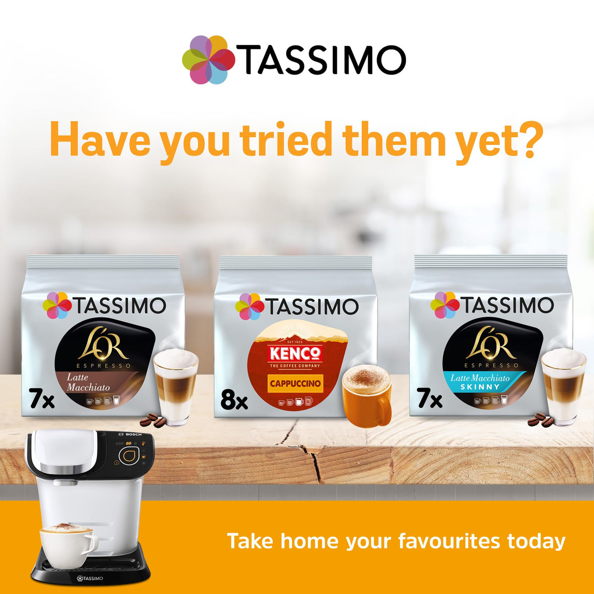 Tassimo Costa Latte Medium Roast Coffee Pods, Pack of 5, Total 40 Cups