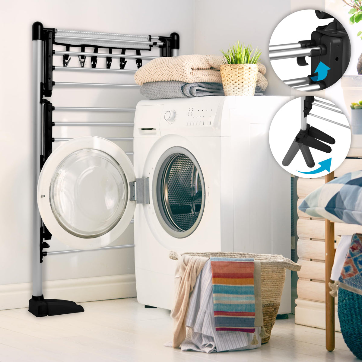 Duronic CA30 BK Electric Heated Clothes Airer, 300W 3 Tier, Foldable, Black