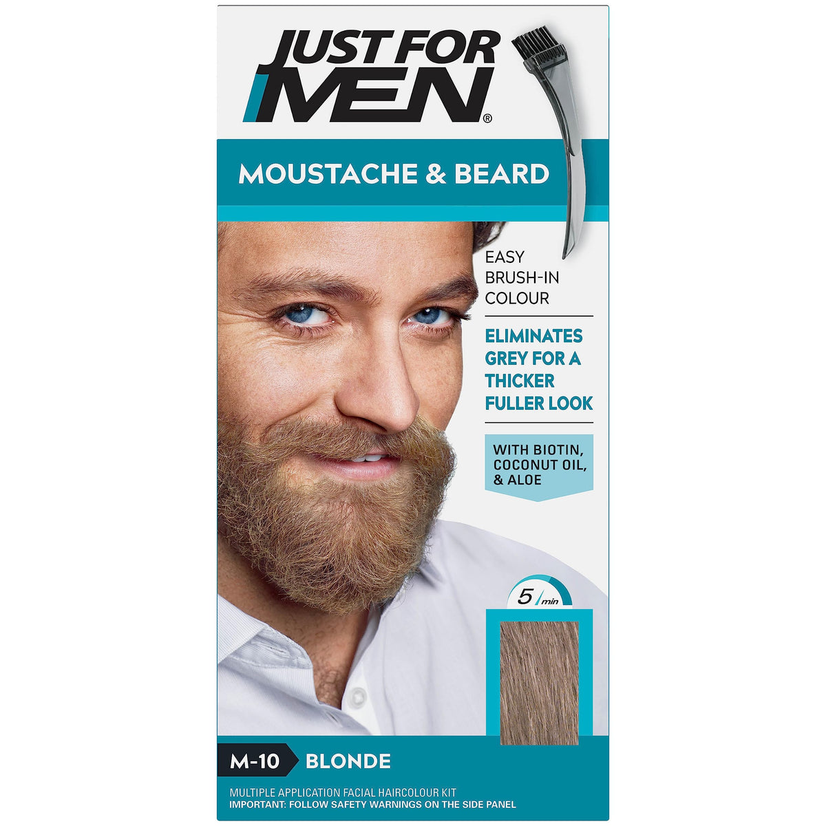 Just for men Moustache & Beard Dark Brown Dye, Eliminates Grey for a Thicker & Fuller Look M45