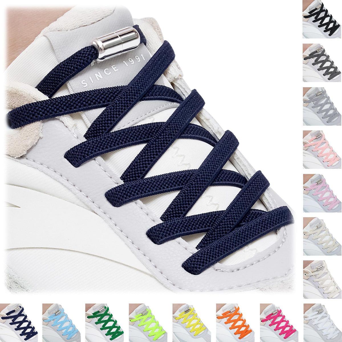 Handshop 2 Pairs Elastic Laces, No Tie Shoelaces for Trainers