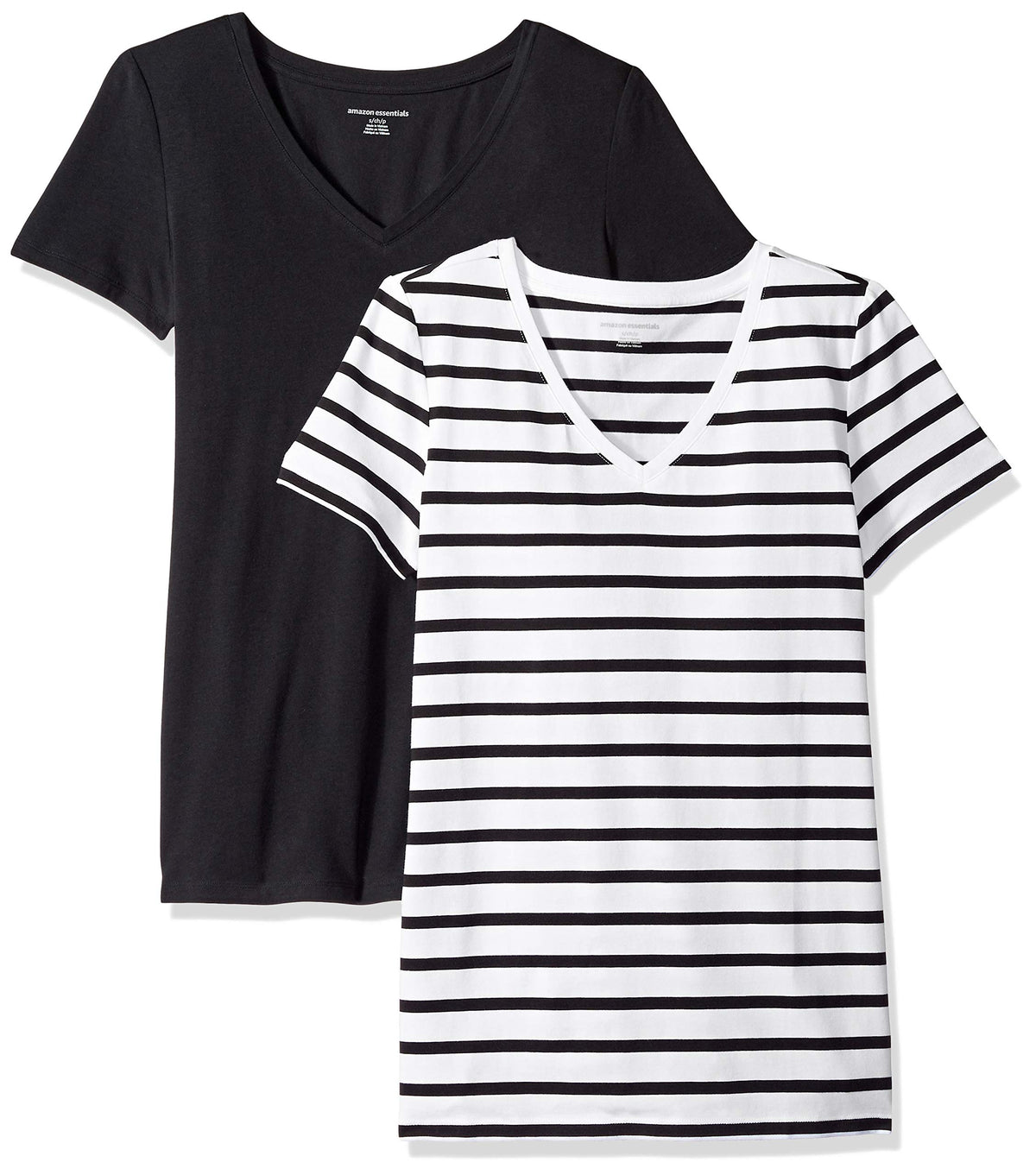 Amazon Essentials Women's Regular-Fit Short-Sleeve V-Neck T-Shirt, Multipacks