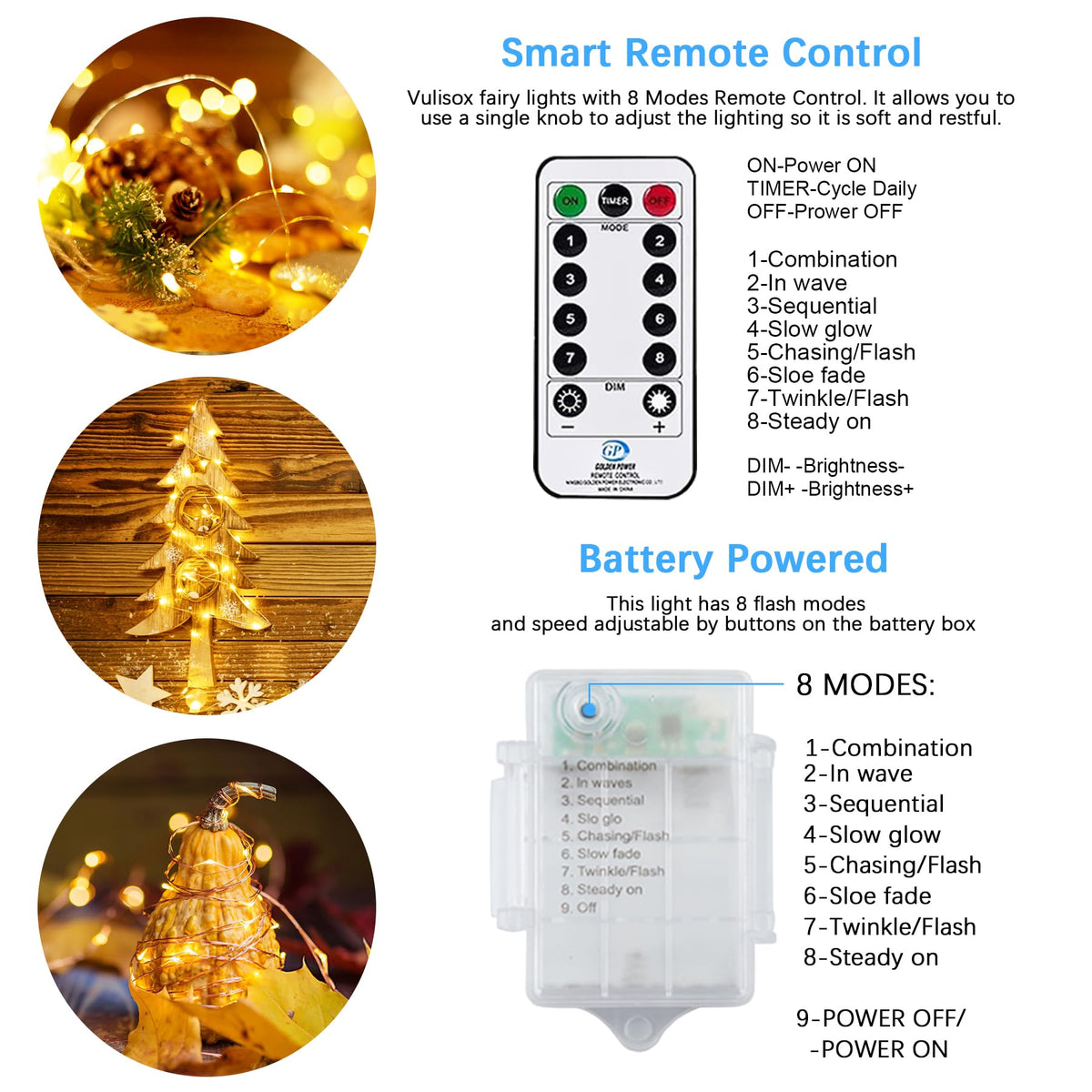 60LED 6m Fairy Lights Battery Operated, Battery Powered String Light Indoor