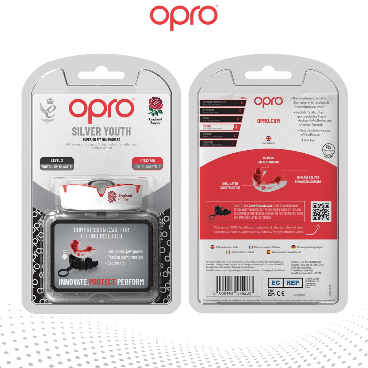 OPRO Silver Level Mouthguard Essential Fit – Gum Shield Adult and Kids – OPRO Mouth Guard Boxing and MMA, Easy Self-Fit Gum Shield Rugby and Hockey – Superior Protection with Dental Warranty
