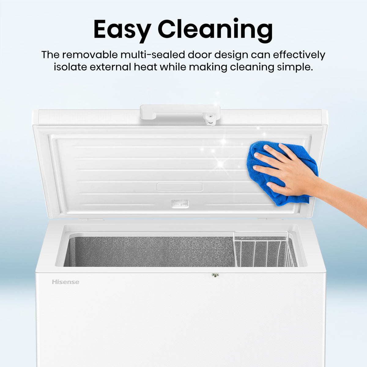 Hisense FC386D4AWLE 297Litres Freestanding Chest Freezer, 4 Star Freezer Rating, E Rated in White