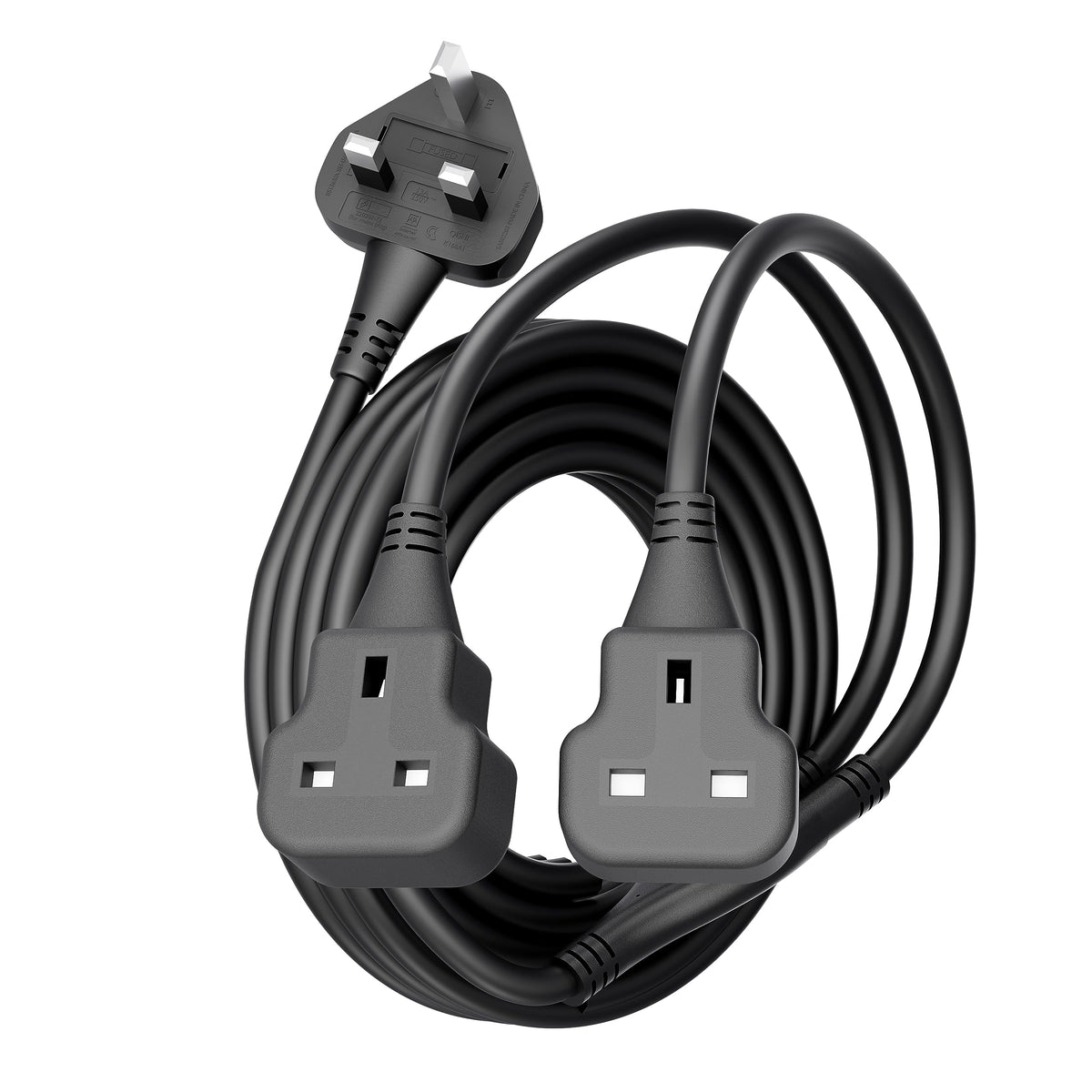 LIPWEL Outdoor Extension Lead 15m Extra Long Cable UK 13A Fused Plug Extension Socket Black 1 Way Socket Outside Using for Garden