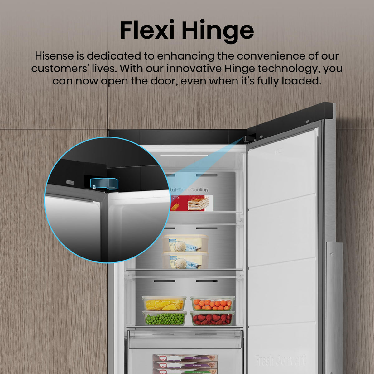Hisense FV298N4ACE Tall Freestanding Freezer 240 Litre Capacity Total No Frost with LED Display 59D x 59.5W x 172H cm - Stainless Steel, Silver