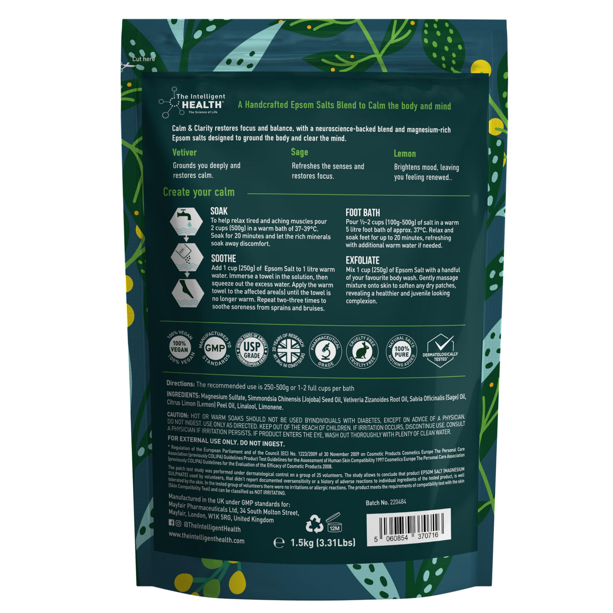 Magnesium Sulphate Bath Salts Soak, Muscle Magnesium Epsom Salts, 1kg